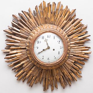 Continental Giltwood Starburst Clock