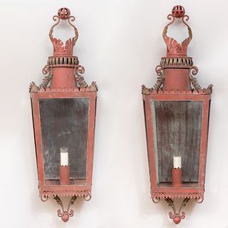 Large Pair of Red TÃ´le Lanterns