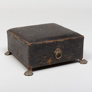 Small Regency Gilt-Metal and Leather Footstool