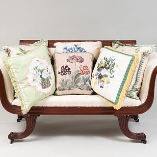 Group of Ten Floral and Cream Ground Pillows