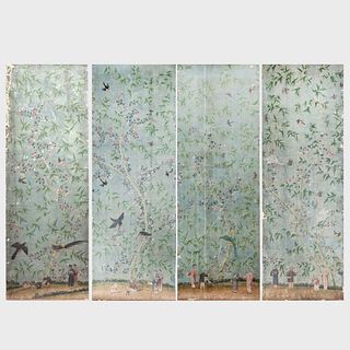 Group of Chinese Export Wallpaper Panels