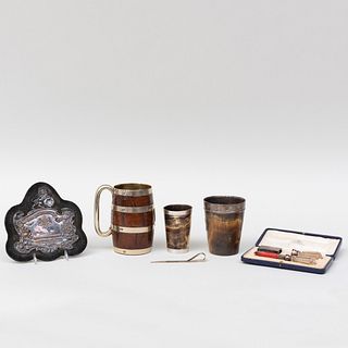 Group of English Silver-Mounted Desk Articles