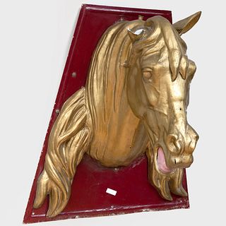  Painted and Gilt TÃ´le Horse Head Shop Sign