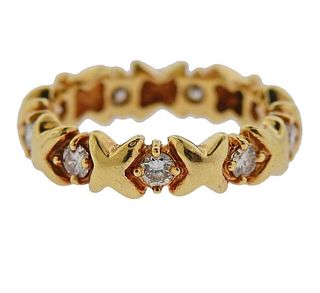 14K Gold Diamond X Wedding Band Ring