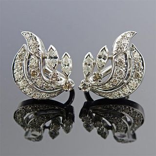Mid Century 14K Gold Diamond Earrings