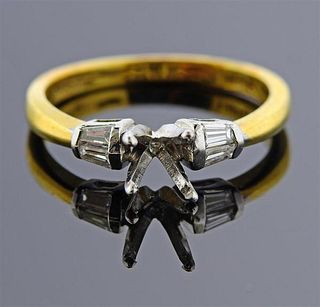 18K Two Tone Gold Diamond Engagement Ring Mounting