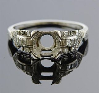 Art Deco Platinum Diamond Engagement Ring Setting