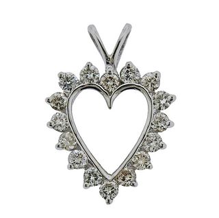 14K Gold Diamond Open Heart Pendant