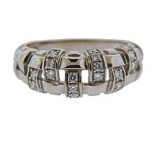 18K Gold Diamond Basket Weave Ring