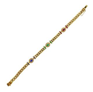  14K Gold Diamond GIA No Heat Sapphire Ruby Emerald Bracelet