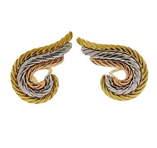 Buccellati 18k Tri Color Gold Earrings 