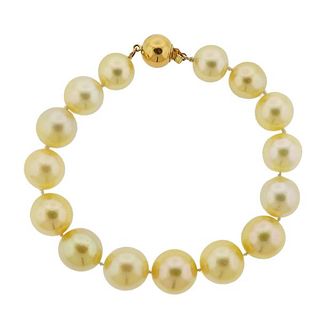 14K Gold South Sea Pearl Bracelet
