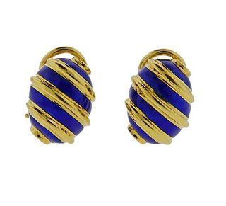 Tiffany &amp; Co Schlumberger 18K Gold Enamel Earrings