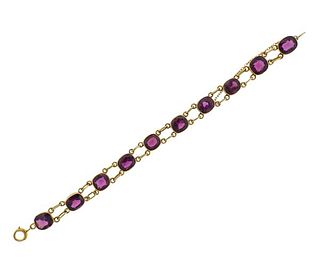 14k Gold Antique Purple Stone Bracelet 