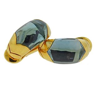Bvlgari Bulgari 18K Gold Blue Topaz Earrings