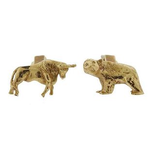 14k Gold Bull and Bear Stockbroker Cufflinks