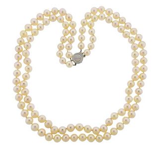 14k Gold Pearl Double Stand Necklace 