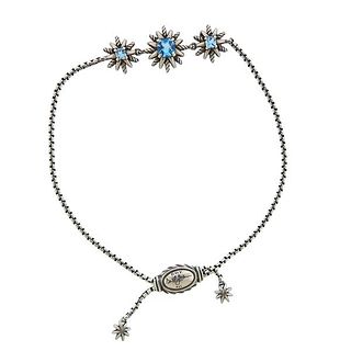 David Yurman Starburst Silver Blue Topaz Bracelet