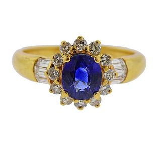 J. Yanes 18K Gold Diamond 1.40ct Sapphire Ring