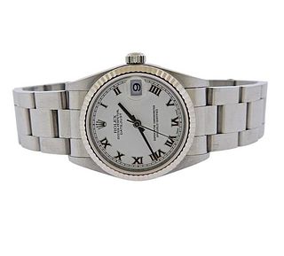 Rolex Midsize White Roman Dial Steel Watch 78274