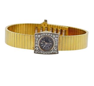 Omega 18k Gold Diamond Backwind Watch 