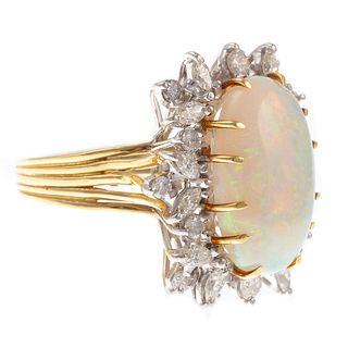 An Opal & Diamond Ring in 18K Yellow & White Gold