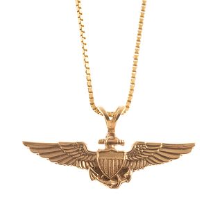 A US Naval Aviator Pendant on Gold Chain
