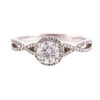 A Halo Diamond Engagement Ring in 14K
