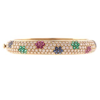A Floral Multi Gemstone Bracelet in 18K