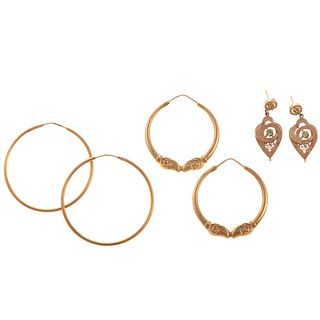 A Collection of Hoop & Dangle Earrings in Gold