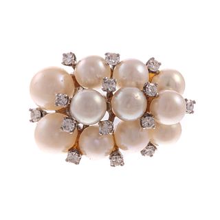 A Vintage Pearl & Diamond Cocktail Ring