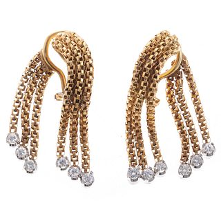 A Pair of Lady's Diamond Waterfall Earrings