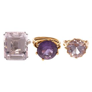 A Trio of Lady's Gold Gemstone Rings