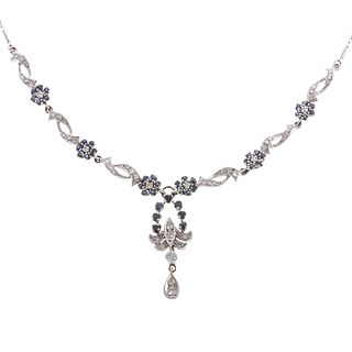 A Lady's Diamond & Sapphire Necklace