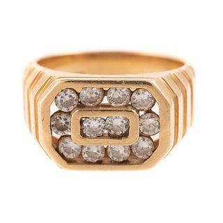 A Wide Multi-Diamond Ring in 14K Yellow Gold