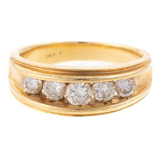 A Channel Set Diamond Ring in 14K Yellow Gold