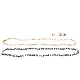 An Assortment of Pearl Necklaces & Stud Earrings