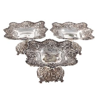 Three S. Kirk & Son Co. Sterling Pedestal Dishes