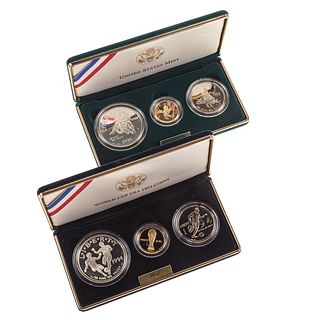 1995 Civil War & 1994 World Cup 3 Coin Sets w/Gold