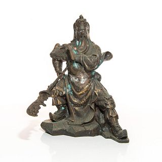 VINTAGE BRONZE STATUE OF ANCIENT CHINESE WARRIOR GUAN YU
