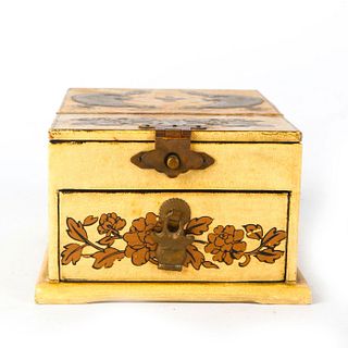 VINTAGE CHINESE WOODEN JEWELRY BOX WITH MIRROR