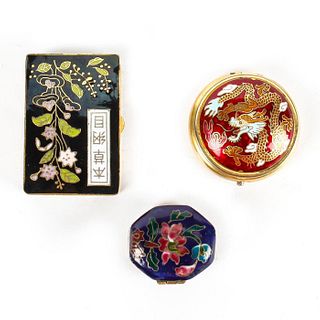 CHINESE THREE PIECE CLOISONNE BOXES