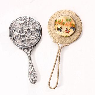 2 HAND MIRRORS, DANISH SILVER AND ASIAN DESIGN