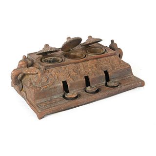 ASIAN BRONZE INKWELL, POSSIBLY CHINESE
