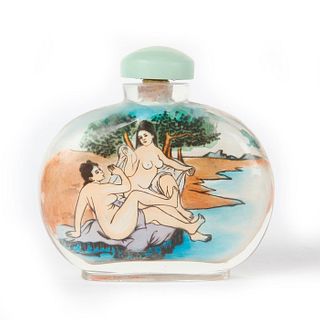 19TH C. GLASS CHINESE PAINTED SNUFF BOTTLE