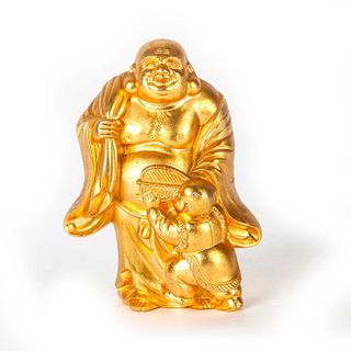 24K GOLD PLATED LAUGHING BUDDHA FIGURINE