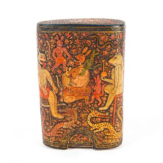 INDIAN HAND PAINTED PAPER MACHE SLIDE BOX