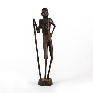 AFRICAN WOODEN TRIBAL FIGURE, MAN WITH BEARD