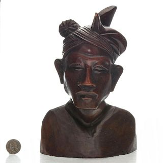 VINTAGE BALINESE HANDCRAFTED WOODEN BUST