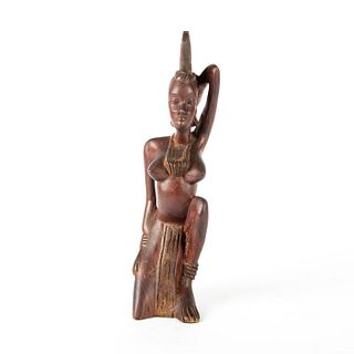 CENTRAL GUINEA TRIBAL WOODED SCULPTURE OF WOMAN
